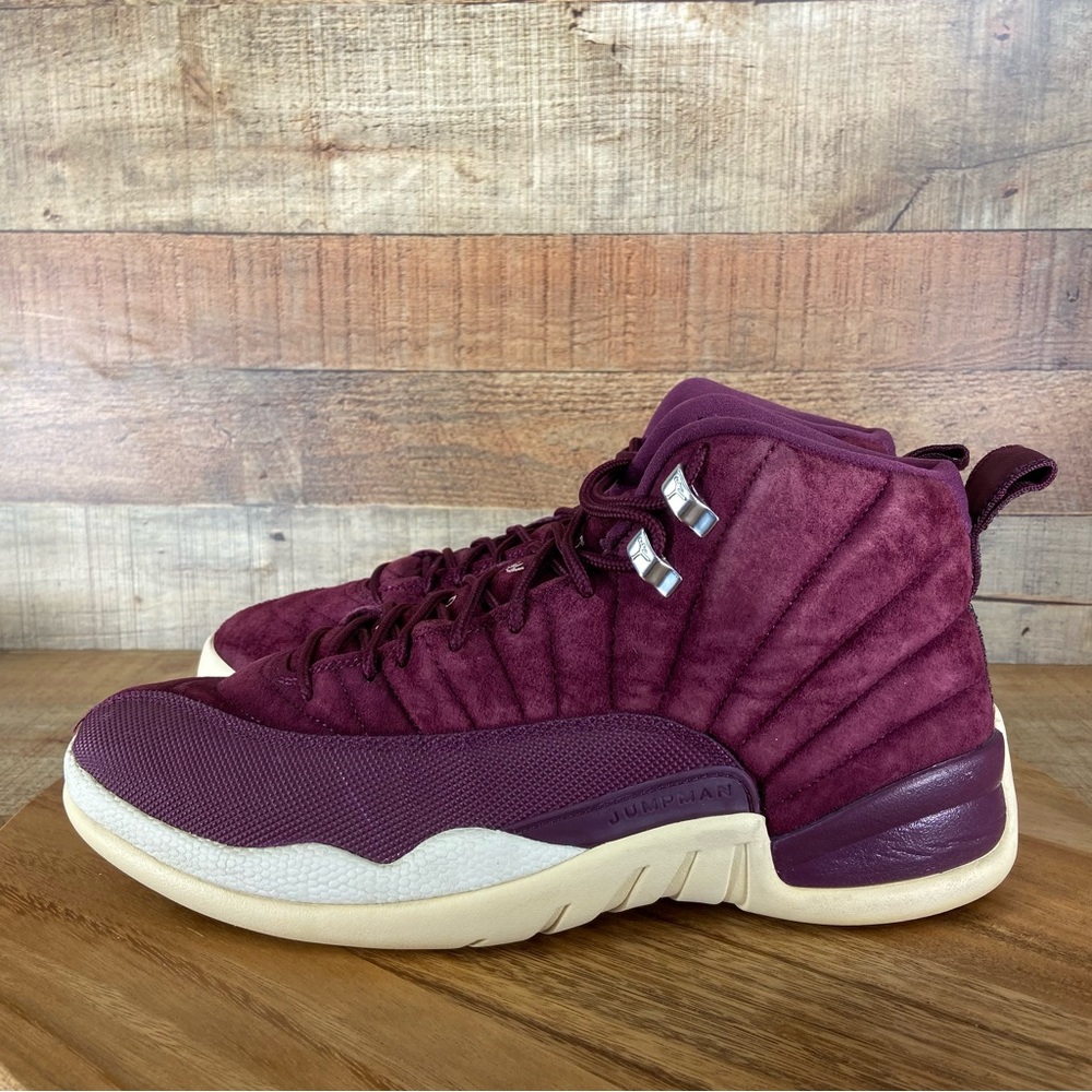 Nike Air Jordan 12 Retro Bordeaux Men’s Burgundy Suede Basketball Shoes SZ 10.5